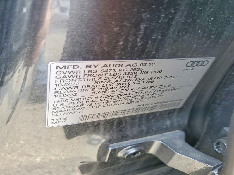Продаж на аукціоні авто 2019 Audi Q8, vin: WA1EVAF10KD030666, номер лоту: 51142876