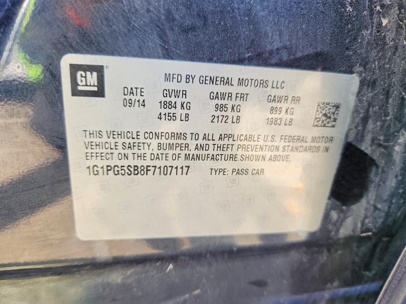 Продаж на аукціоні авто 2015 Chevrolet Cruze, vin: 1G1PG5SB8F7107117, номер лоту: 49910486