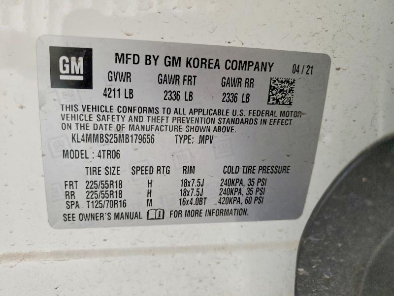 49458536 :رقم المزاد ، KL4MMBS25MB179656 vin ، 2021 Buick Encore Gx مزاد بيع