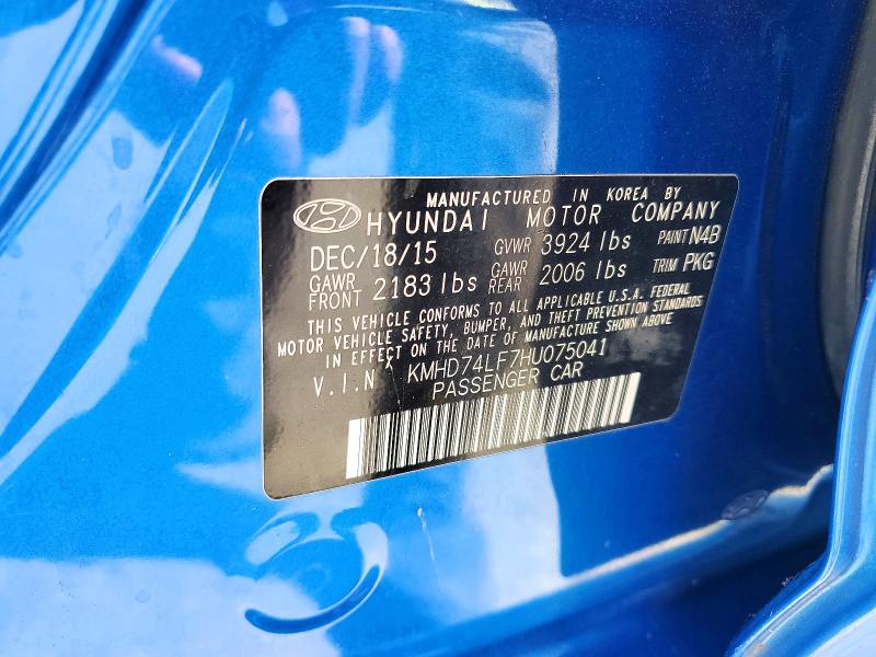 Продажа на аукционе авто 2017 Hyundai Elantra, vin: KMHD74LF7HU075041, номер лота: 51408166