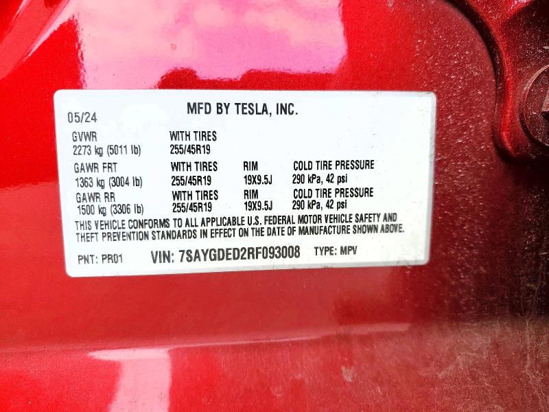 Aukcja sprzedaży 2024 Tesla Model Y, vin: 7SAYGDED2RF093008, numer aukcji: 50735136