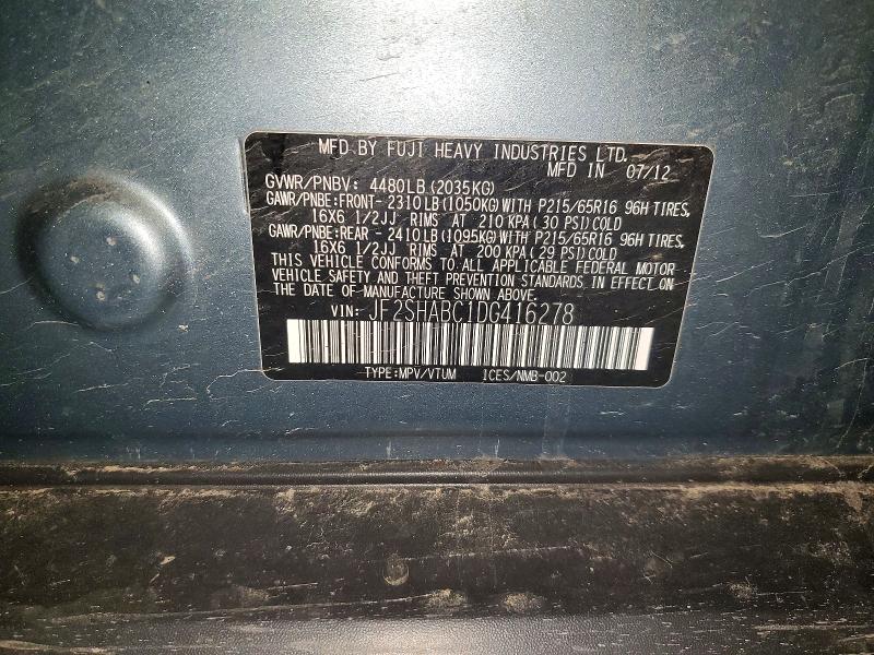 50815616 :رقم المزاد ، JF2SHABC1DG416278 vin ، 2013 Subaru Forester مزاد بيع