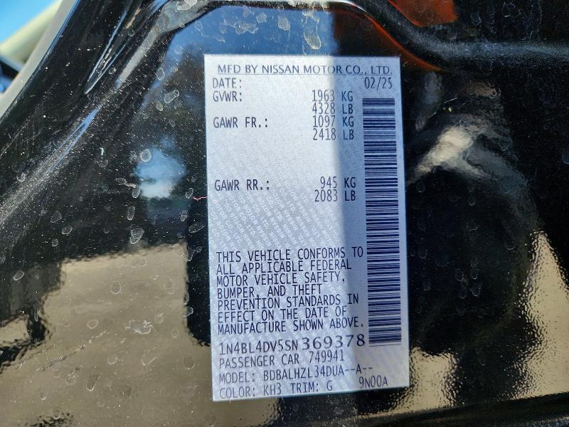51714026 :رقم المزاد ، 1N4BL4DV5SN369378 vin ، 2025 Nissan Altima مزاد بيع