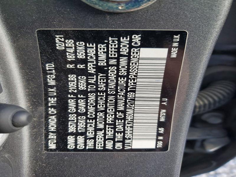 Продажа на аукционе авто 2021 Honda Civic, vin: SHHFK7H60MU217169, номер лота: 51834326