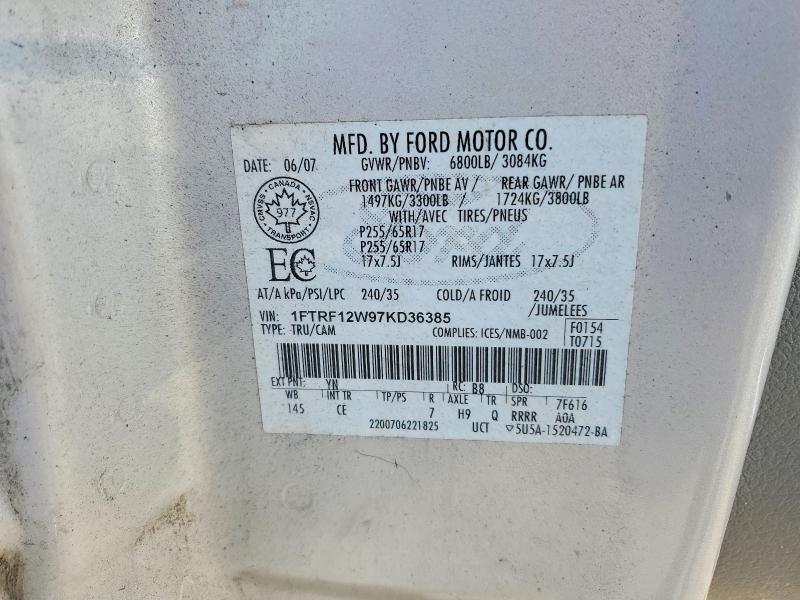 50633306 :رقم المزاد ، 1FTRF12W97KD36385 vin ، 2007 Ford F150 مزاد بيع
