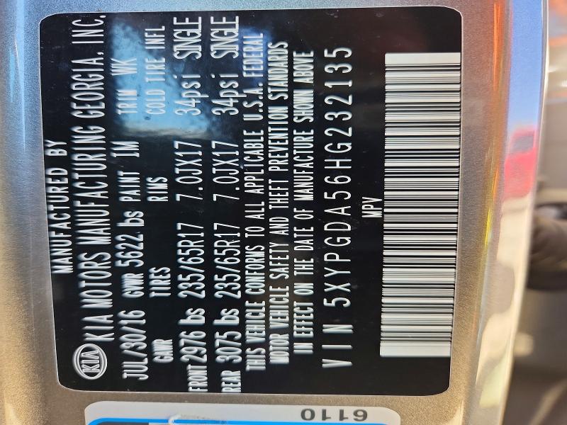 48810516 :رقم المزاد ، 5XYPGDA56HG232135 vin ، 2017 Kia Sorento مزاد بيع