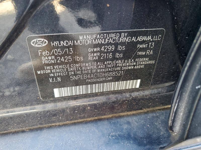 2013 Hyundai Accent მანქანა იყიდება აუქციონზე, vin: 5NPEB4AC1DH688521, აუქციონის ნომერი: 49094416
