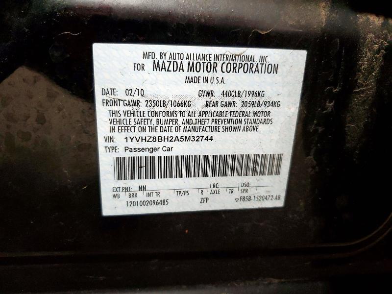 Продажа на аукционе авто 2010 Mazda 6, vin: 1YVHZ8BH2A5M32744, номер лота: 48772036