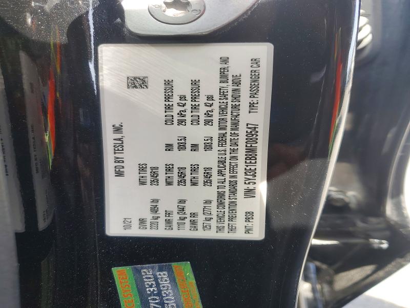 Продажа на аукционе авто 2021 Tesla Model 3, vin: 5YJ3E1EB8MF089547, номер лота: 49428236