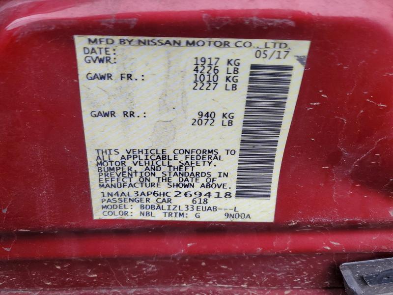 48512386 :رقم المزاد ، 1N4AL3AP6HC269418 vin ، 2017 Nissan Altima مزاد بيع