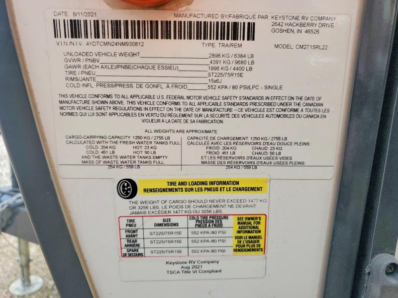 Продажа на аукционе авто 2022 Coleman Lght2715rl, vin: 4YDTCMN24NM930812, номер лота: 49742876