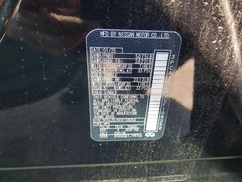 Aukcja sprzedaży 2025 Infiniti Qx55, vin: 3PCAJ5LRXSF108252, numer aukcji: 48166566