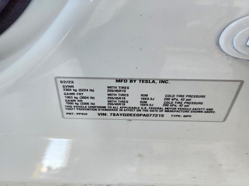 50724396 :رقم المزاد ، 7SAYGDEE0PA077215 vin ، 2023 Tesla Model Y مزاد بيع