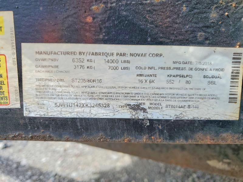 51167666 :رقم المزاد ، 5JW1U142XK3245328 vin ، 2019 Sure Trac Unknown مزاد بيع