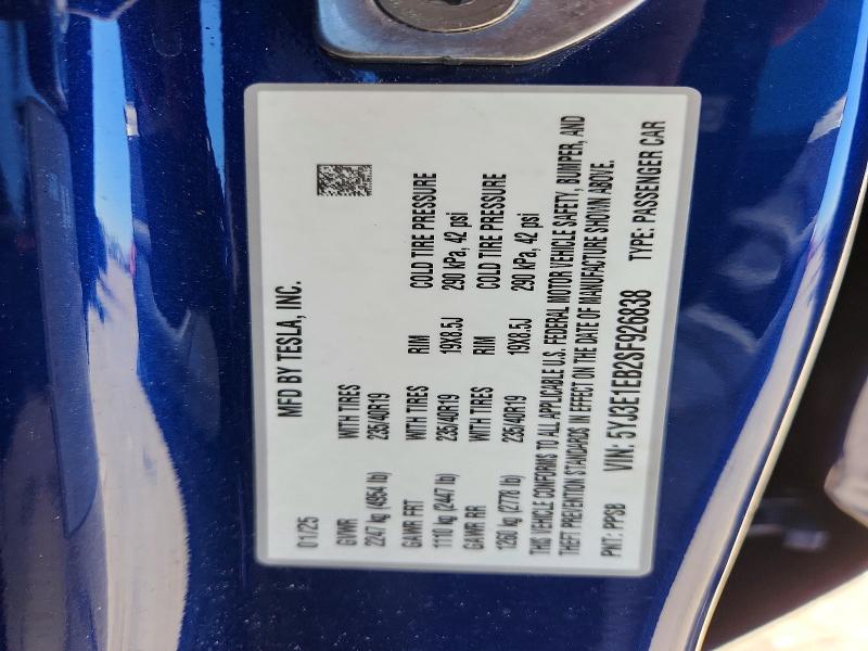 Продажа на аукционе авто 2025 Tesla Model 3, vin: 5YJ3E1EB2SF926838, номер лота: 48686226