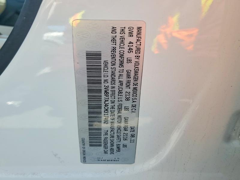49173506 :رقم المزاد ، 3VWBP7AJ4CM317492 vin ، 2012 Volkswagen Jetta مزاد بيع