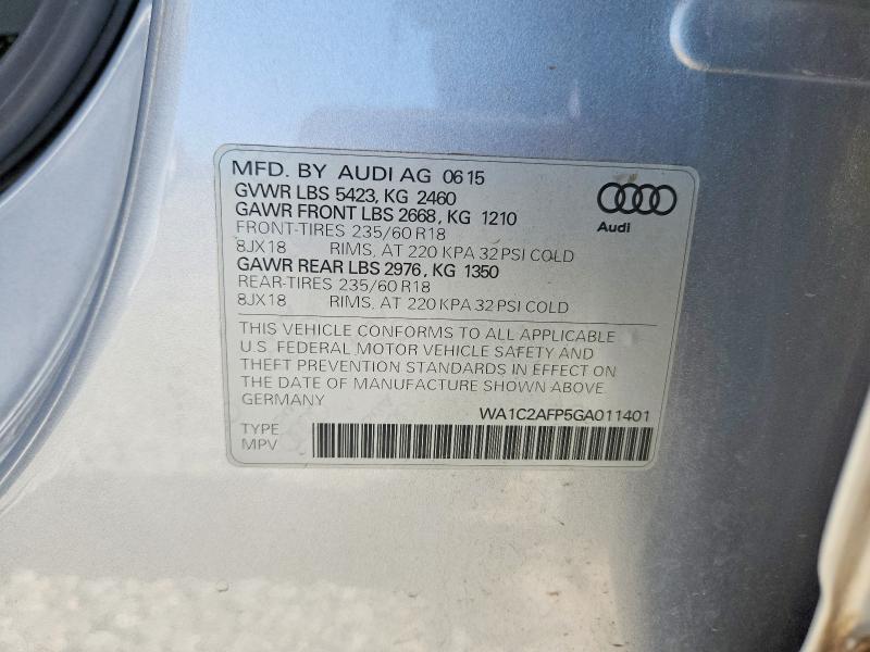 50352926 :رقم المزاد ، WA1C2AFP5GA011401 vin ، 2016 Audi Q5 مزاد بيع