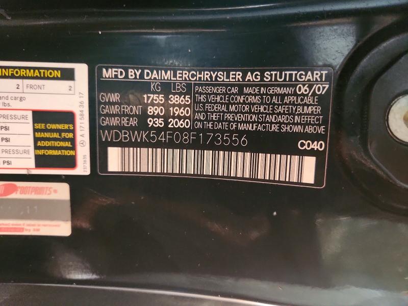 Aukcja sprzedaży 2008 Mercedes-benz Slk, vin: WDBWK54F08F173556, numer aukcji: 51360826