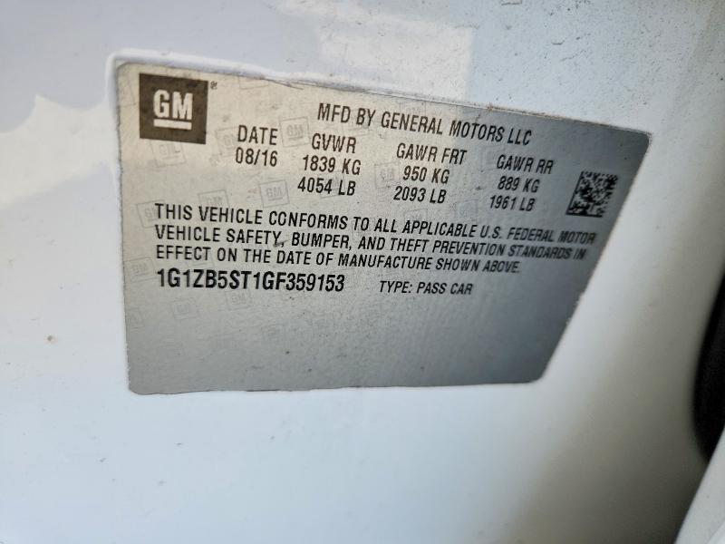 49324526 :رقم المزاد ، 1G1ZB5ST1GF359153 vin ، 2016 Chevrolet Malibu مزاد بيع
