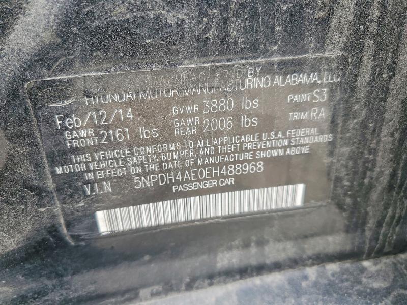 51495876 :رقم المزاد ، 5NPDH4AE0EH488968 vin ، 2014 Hyundai Elantra مزاد بيع