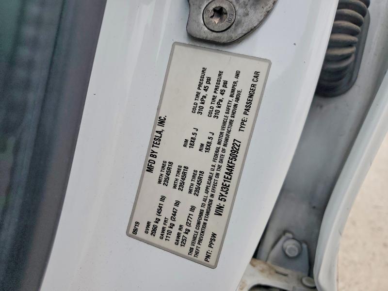 Aukcja sprzedaży 2019 Tesla Model 3, vin: 5YJ3E1EA4KF509227, numer aukcji: 48406826