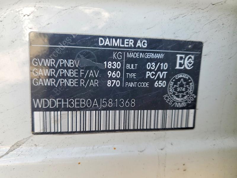 Aukcja sprzedaży 2010 Mercedes-benz B200, vin: WDDFH3EB0AJ581368, numer aukcji: 50624406