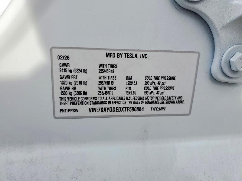Продаж на аукціоні авто 2026 Tesla Model Y, vin: 7SAYGDEDXTF580884, номер лоту: 49975186