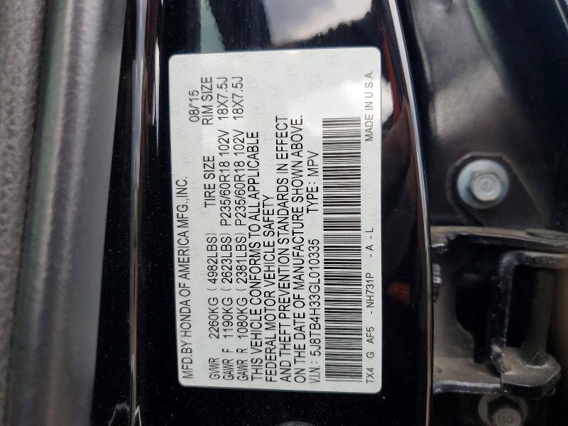 2016 Acura Rdx მანქანა იყიდება აუქციონზე, vin: 5J8TB4H33GL010335, აუქციონის ნომერი: 50970206