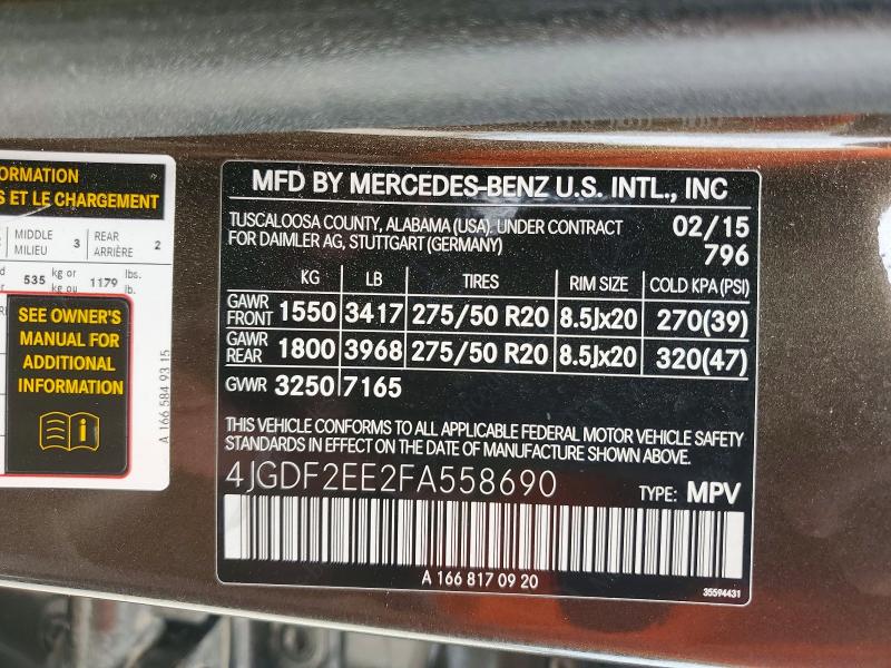 Продаж на аукціоні авто 2015 Mercedes-benz Gl, vin: 4JGDF2EE2FA558690, номер лоту: 50990786