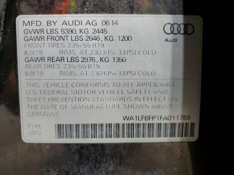 Aukcja sprzedaży 2015 Audi Q5, vin: WA1LFBFP1FA011789, numer aukcji: 50394236