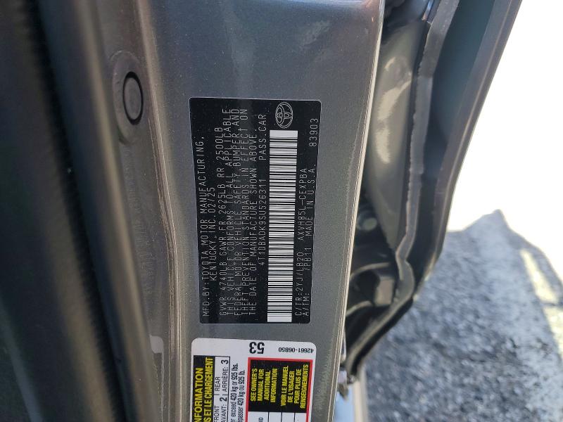 2025 Toyota Camry მანქანა იყიდება აუქციონზე, vin: 4T1DBADK9SU526311, აუქციონის ნომერი: 50827926