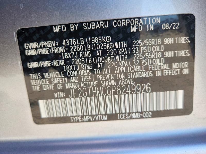 48017126 :رقم المزاد ، JF2GTHMC6P8249926 vin ، 2023 Subaru Crosstrek مزاد بيع