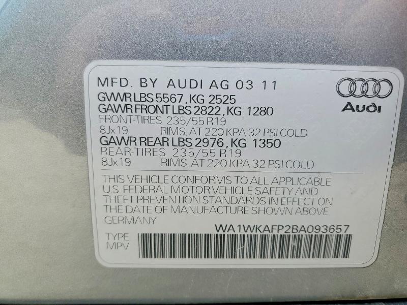 Aukcja sprzedaży 2011 Audi Q5, vin: WA1WKAFP2BA093657, numer aukcji: 48433406