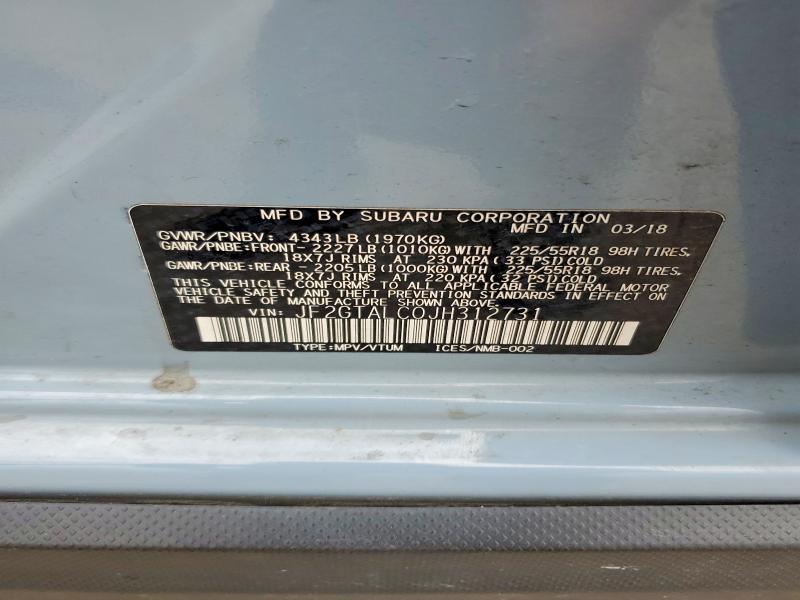 Aukcja sprzedaży 2018 Subaru Crosstrek, vin: JF2GTALC0JH312731, numer aukcji: 49500876