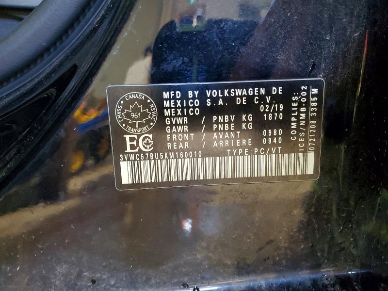 Продажа на аукционе авто 2019 Volkswagen Jetta, vin: 3VWC57BU5KM160010, номер лота: 48771266
