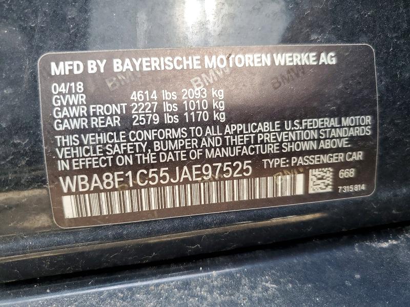 Aukcja sprzedaży 2018 Bmw 328, vin: WBA8F1C55JAE97525, numer aukcji: 50824966