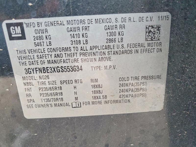 Aukcja sprzedaży 2016 Cadillac Srx, vin: 3GYFNBE3XGS553634, numer aukcji: 50441696