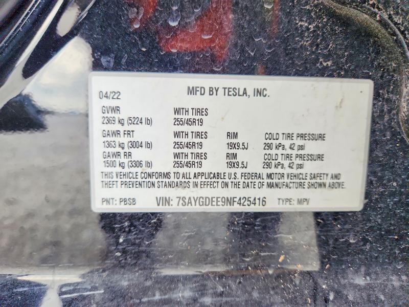 Aukcja sprzedaży 2022 Tesla Model Y, vin: 7SAYGDEE9NF425416, numer aukcji: 49743506