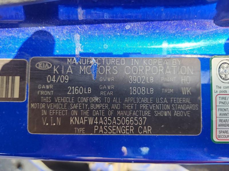 49036876 :رقم المزاد ، KNAFW4A35A5066537 vin ، 2010 Kia Forte مزاد بيع
