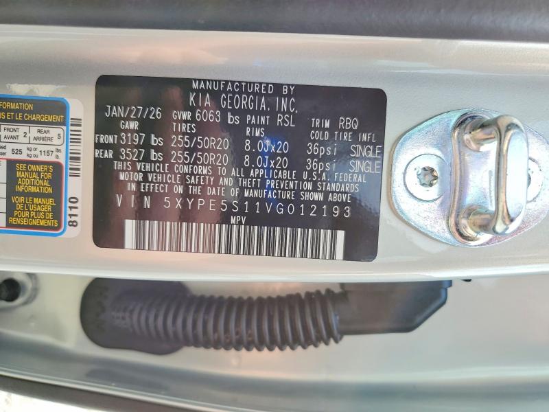 48570106 :رقم المزاد ، 5XYPE5S11VG012193 vin ، 2027 Kia Telluride مزاد بيع