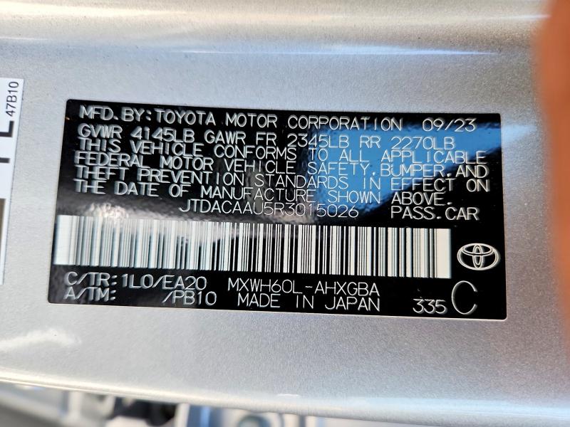 Aukcja sprzedaży 2024 Toyota Prius, vin: JTDACAAU5R3015026, numer aukcji: 51300166