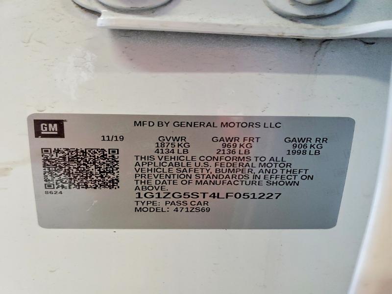 Продаж на аукціоні авто 2020 Chevrolet Malibu, vin: 1G1ZG5ST4LF051227, номер лоту: 51374976