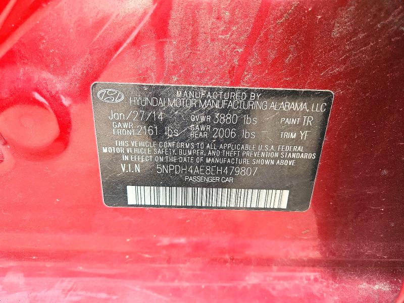Aukcja sprzedaży 2014 Hyundai Elantra, vin: 5NPDH4AE8EH479807, numer aukcji: 51582326