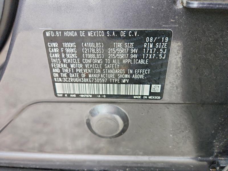 Продажа на аукционе авто 2019 Honda Hr-v, vin: 3CZRU6H38KG730597, номер лота: 49667576