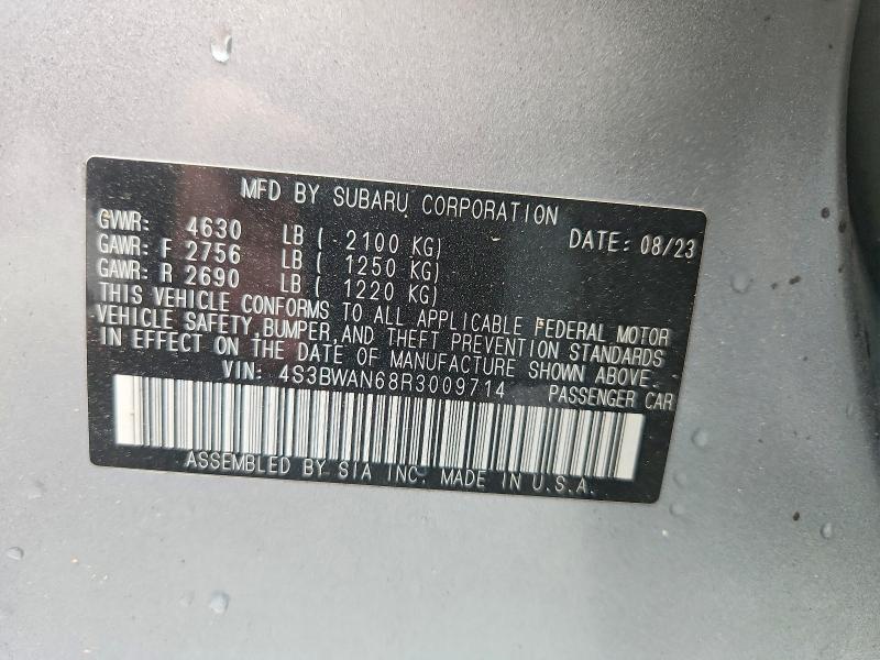 51809076 :رقم المزاد ، 4S3BWAN68R3009714 vin ، 2024 Subaru Legacy مزاد بيع