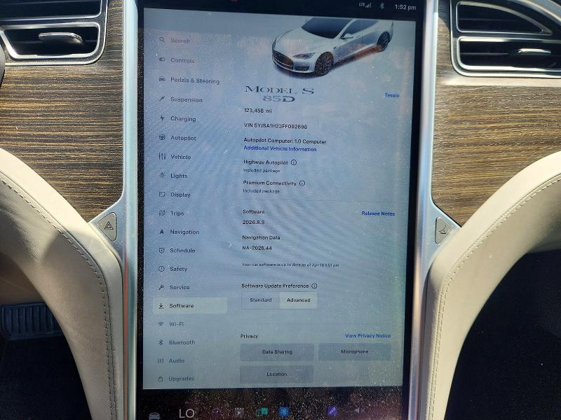 Aukcja sprzedaży 2015 Tesla Model S, vin: 5YJSA1H23FF092698, numer aukcji: 50255916