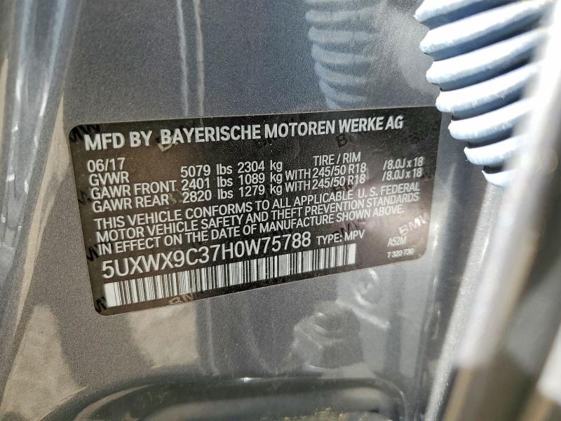 Aukcja sprzedaży 2017 Bmw X3, vin: 5UXWX9C37H0W75788, numer aukcji: 49715946