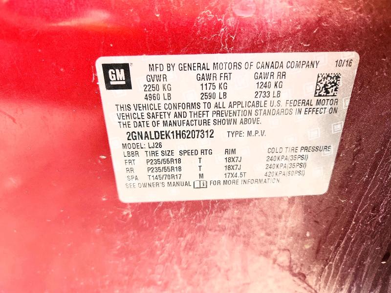 2017 Chevrolet Equinox მანქანა იყიდება აუქციონზე, vin: 2GNALDEK1H6207312, აუქციონის ნომერი: 50586366