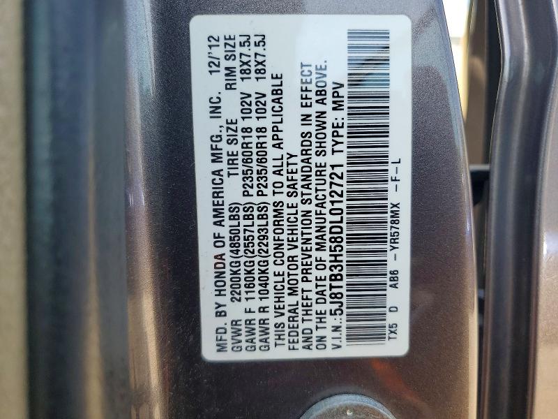 48767246 :رقم المزاد ، 5J8TB3H58DL012721 vin ، 2013 Acura Rdx مزاد بيع