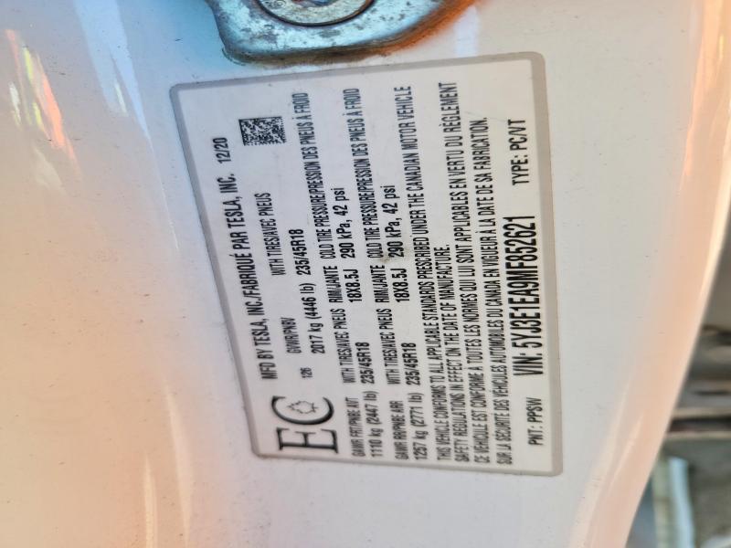 Продажа на аукционе авто 2021 Tesla Model 3, vin: 5YJ3E1EA9MF852621, номер лота: 48336596